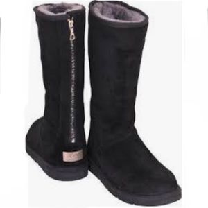 Ugg Knightsbridge Zip Back Boots - Black Suede Size 8